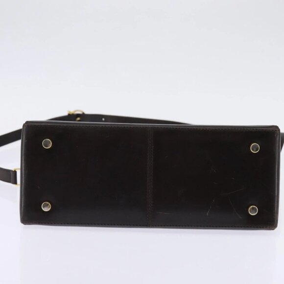 Salvatore Ferragamo Gancini Hand Bag Leather 2way Brown Gold Auth 147511 - Picture 7 of 16